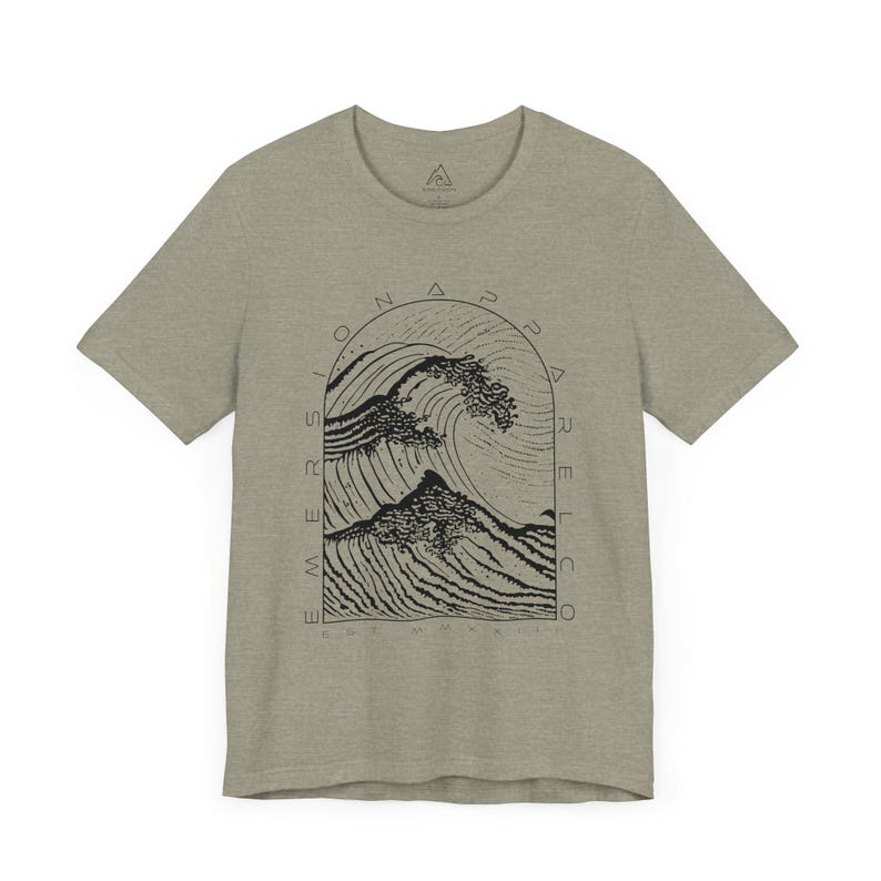 Beach Shirt, Ocean Graphic Tee, Men's Wave Shirt, Beach Vibes Shirt, Outdoors Tshirt, Nature Shirt, Coastal Vibes Shirt Heather Stone