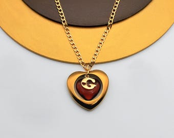Custom Initial Open Gold Heart Choker: Gold-Plated Letter Charm, Brown Heart Pendant, Y2K Jewelry