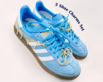 Gold Plated Shoe Charm Set: Beaded Y2K Sneaker Accessory