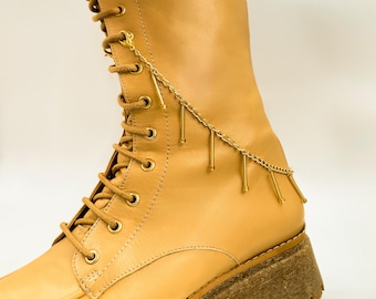 Gold Plated Boot Lace Charm: Beaded Tassel Boot Jewelry