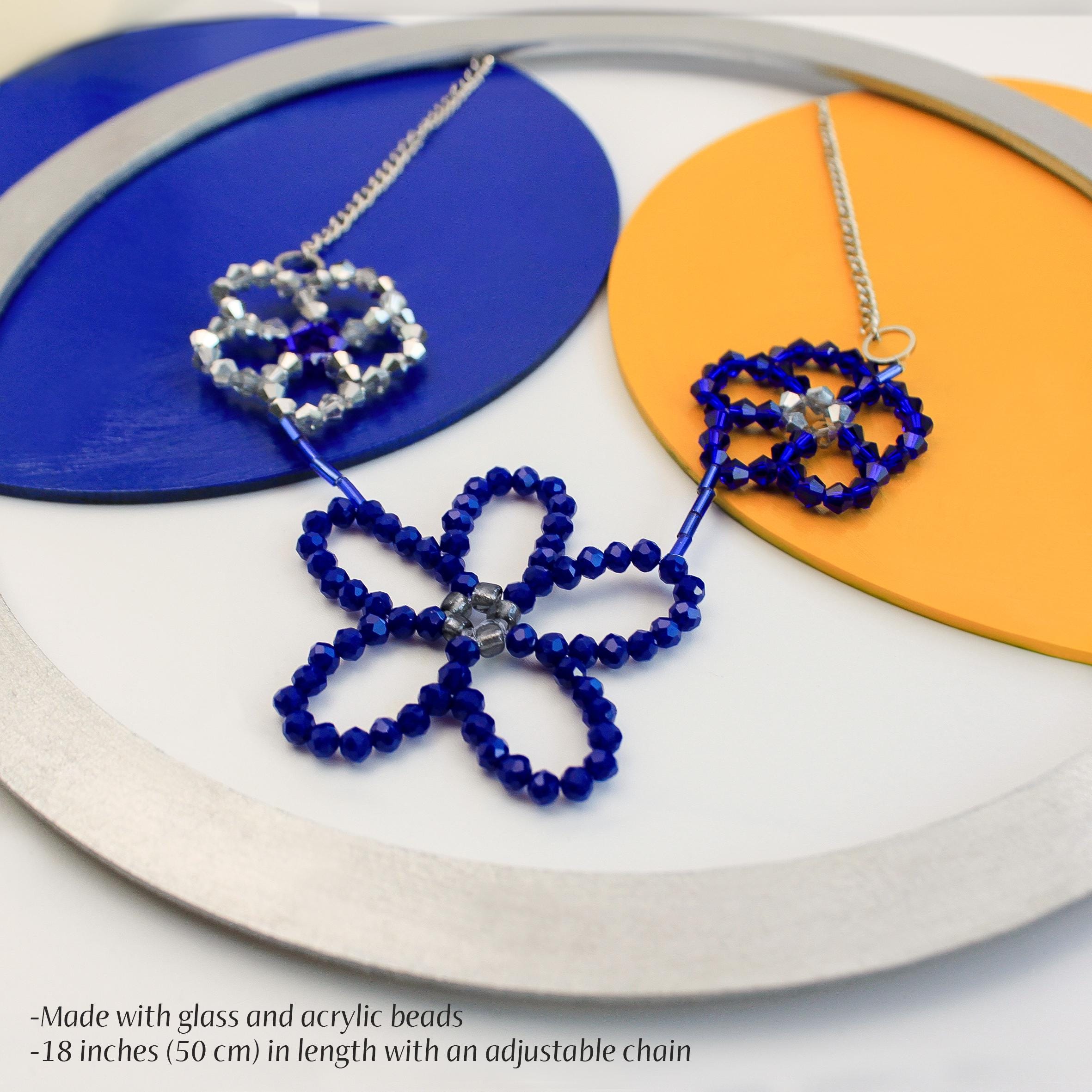 Collier Chaîne Courte Argentée Avec Perles Bleues - Bijou Mode Pour Femme Et Fille - Neuf Sans Emballage