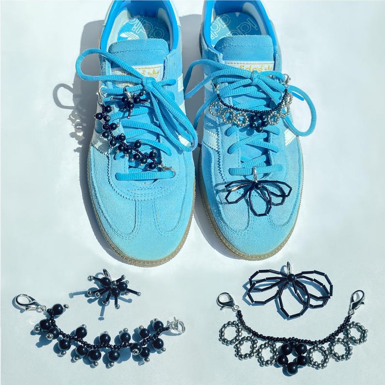 Black and silver beaded shoe charm option