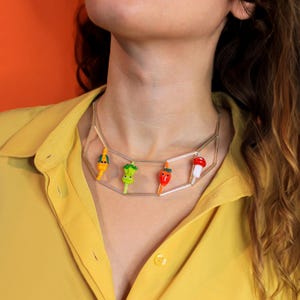 Murano Glass Vegetable Necklace: Colorful Statement Beaded Jewelry, Contemporary Style