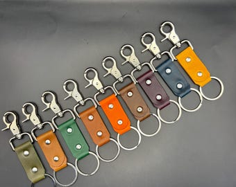 Full Grain Leather Keychain: Belt Loop Clip, USA Made