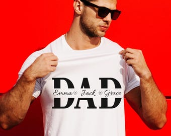 Personalisiertes Vatertags-T-Shirt mit Kindernamen