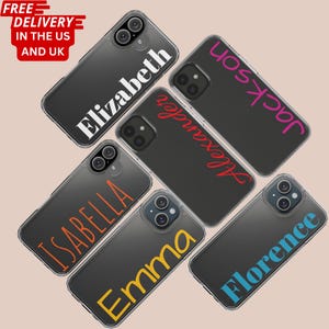 Custom Clear Name Transparent Phone Case – Personalized Cover Fit for iPhone 16 15 14 13 12 Plus Pro Max–Slim Calligraphy Gift idea for her