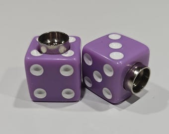 Dice Valve Stem Cap - Pair - Lavender w/ White Spots