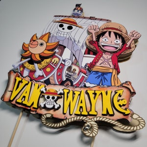 Cakecery One Piece Anime Luffy Edible Cake Topper Image Personalized  Birthday Sheet Party Decoration Round