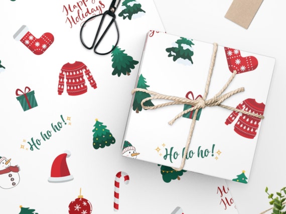 Red and Green Holiday Snowflake Christmas Gift Wrapping Paper + Reviews