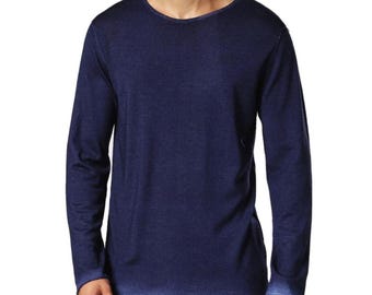 Men's Wool Navy Blue Long Sleeve Shirt Size XL