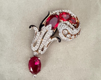 1940 Corona Trifari Alfred Philippe Vestido Piel Clip Pin Raro