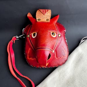 Porte-monnaie en cuir véritable repoussé à la main du sud-ouest des États-Unis, petit cheval, porte-monnaie en cuir, cadeau pour maman