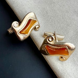 Vintage Retro Cufflinks Vintage cufflinks for groom Gold geometrical cuff links for him 1960s Vintage Costume accessories for guys
