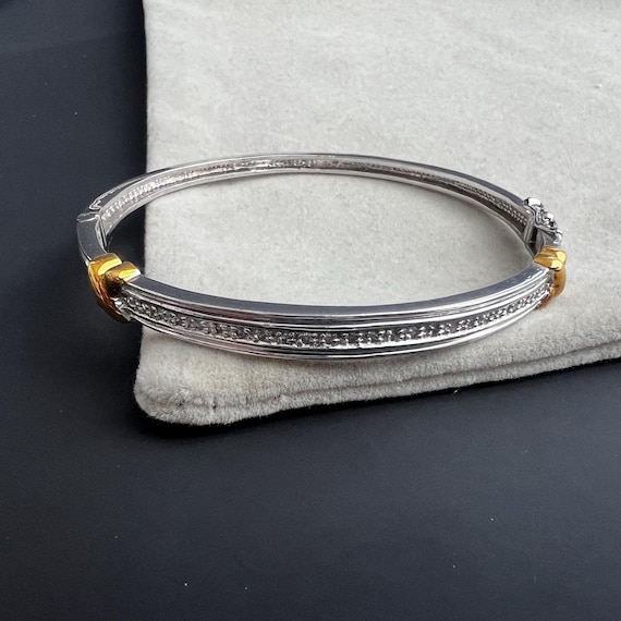 Diamond Bangle 925 Sterling Silver Bangle Diamond… - image 1