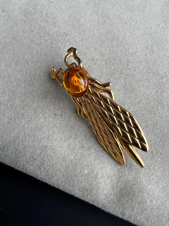 Broche Vintage Signée Ferraggioli - Voiture En étain Doré - Pièce Rare De Collection