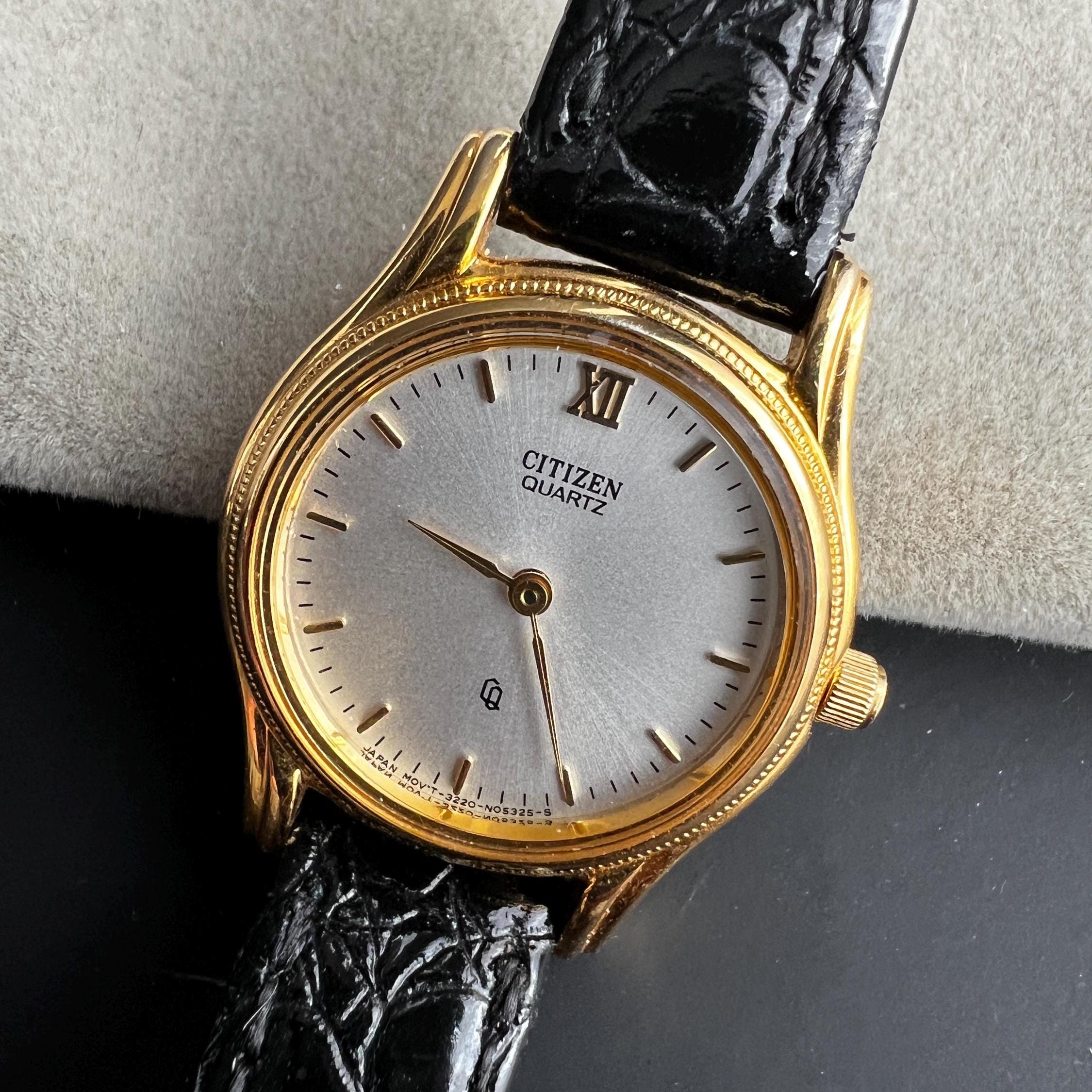 Vintage Ladies Citizen Quartz Watch Black Leather Band #477479 - Etsy