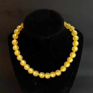 Yellow Moonglow lucite Plastic Necklace, Vintage 60s necklace, gift for her Christmas gift