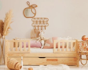 Montessori Floor Bed - Montessori Toddler Bed with Rails - Kids Cabin Bed - Floor Bed Frame Toddler Bedding Toddler Bed Frame - platform bed