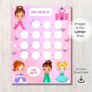 Reward Chart, Potty Training Chart, Girls Reward Chart, Printable Reward Chart, Digital Download, Sticker Chart, Princess Cute Reward Chart