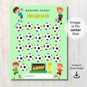 Reward Chart, Reward Chart for Kids, Kids Reward Chart Printable, Digital Download, Potty Training Chart, Football Reward Chart, Soccer