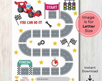 Printable Reward Chart, Racing Car Reward Chart, Digital Download, Potty Training Chart, Reward Chart for Boys, Hot Wheels Sticker Chart