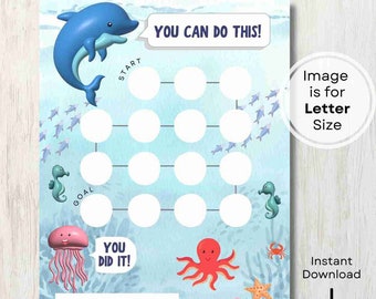 Tabella delle ricompense dei delfini: addestramento al vasino per bambini, creature marine (download digitale)