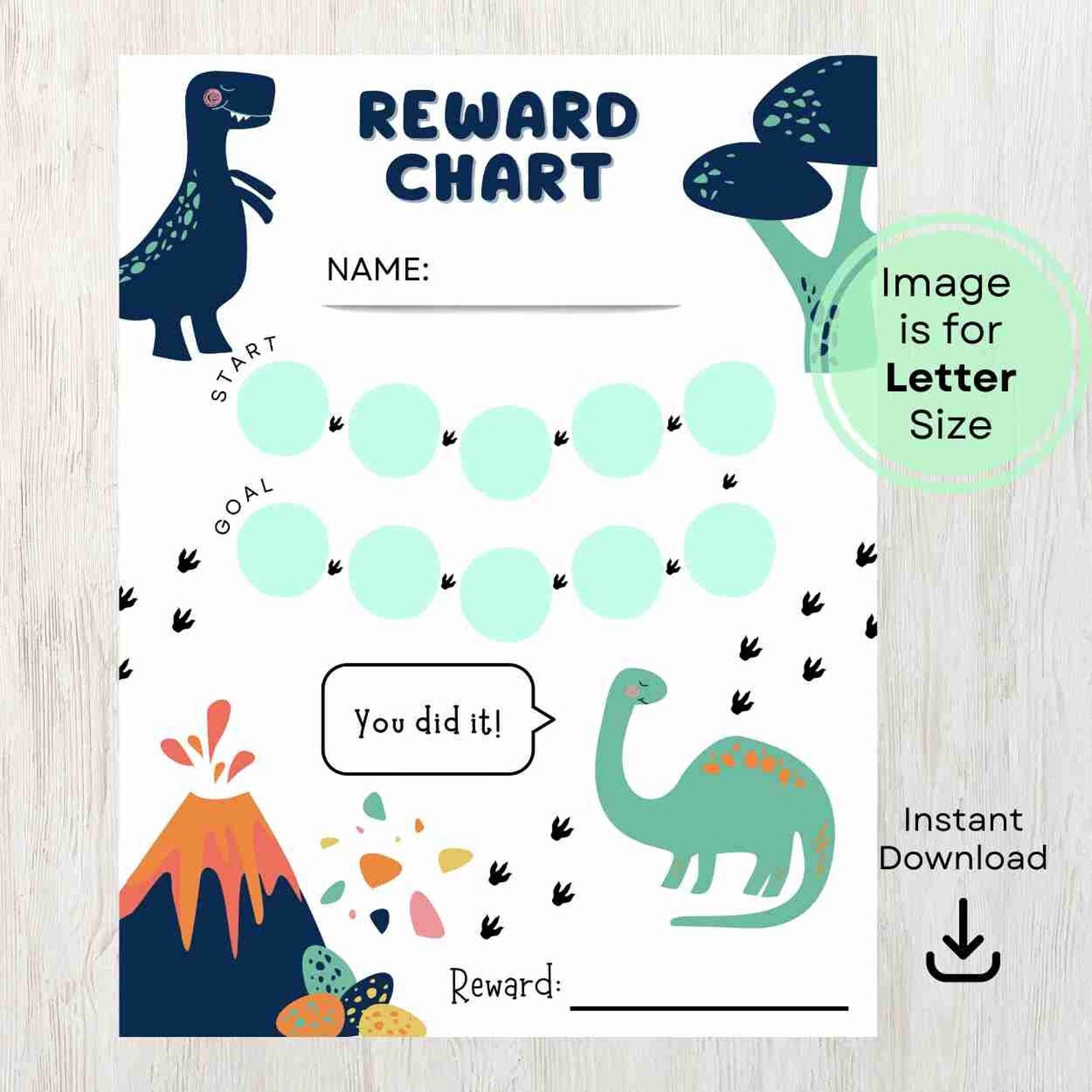 Printable Dinosaur Reward Chart: Potty Training, Chores (digital ...
