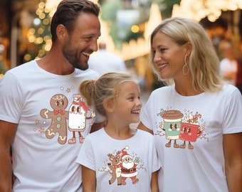 Santa & Rudolph Family T-Shirts, Retro Christmas Youth / Adult Tees, Holiday Dinner Matching Outfits, Office Group Snowman Shirts, Xmas Gift