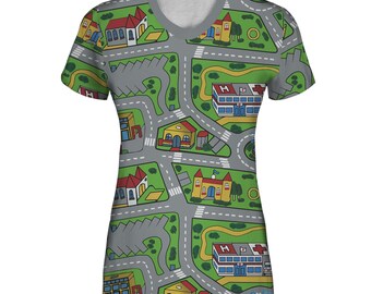 90s Toy Car Map Tee for Women, Funny Retro Top, Nostalgic Play Street Hoodie, Millennial Girl Throwback Shirt, Iconic 80s Style Sweatshirt
