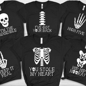 Family Skeleton Costume, Black Halloween T-Shirt, Matching Group / Work / Office Outfit, Adult / Teen / Youth Size Tee, Anatomy Pun Clothing