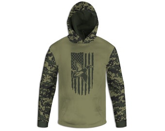 Duck Hunting Hoodie, Mallard T-Shirt, Camo Long Sleeve Tee, Shooting Sweatshirt, Bird Pullover, Wildlife Apparel, Outdoor Life Clothing Gift