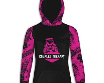 Women's Couples Therapy Side by Side Hoodie, Hot Pink SxS T-shirt, Cute Off Road Sweatshirt, Outdoor Life Outfit, UTV Tire Track Pullover