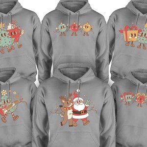 Family Christmas Hoodies, Grey Holiday Sweatshirts, Matching Xmas Sweaters, Adult Reindeer Clothing, Cute Couple Santa Costume, Youth Gifts