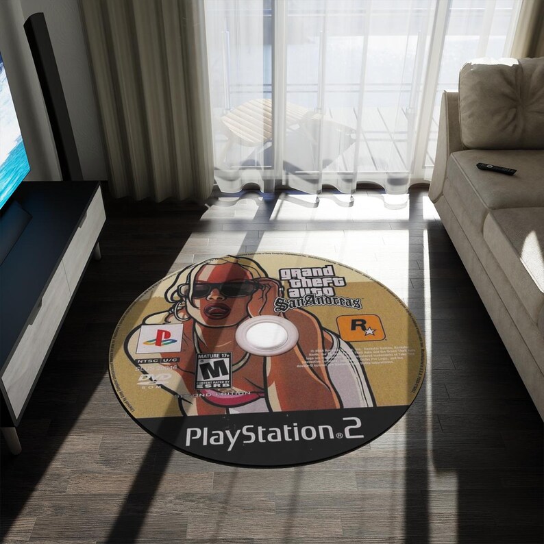 Cd Rug,gifts for Gamers,round Rug,player Decor,cd Cover Rug,game Room ...