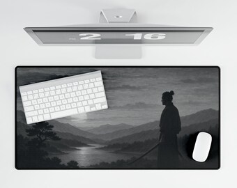 Tapete de escritorio Samurai: Decoración minimalista de oficina en blanco y negro
