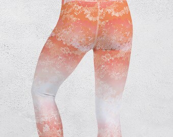 Ombre Pattern Capri Legging, Yoga Pants with Lace Print perfect for the Gym