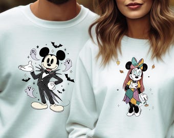 Mickey and Minnie Halloween Couple Shirt, Mickey Minnie Spooky Tee, Mickey Ghost Shirt, Minnie Ghost Shirt, Disneyland Halloween T-shirt