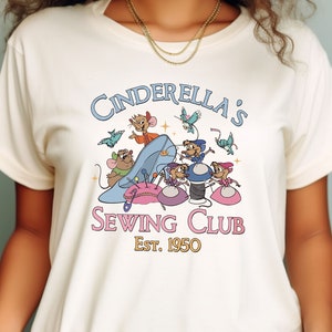 Vintage Disney Cinderella's Sewing Club Est 1950 Shirt, Disney Princess Cinderella Jaq and Gus Mouse,WDW Disneyland Family Vacation 2024 Tee