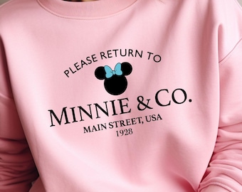 Minnie & Co Shirt, Minnie and Co. est. 1928 Shirt, Main Street T-Shirt, Disney Shirts, Disney Trip Sweatshirt, Please Return To Tee