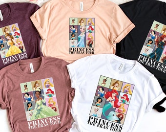 Disney Princess Eras Tour Shirt, Disney Tee, Disney Characters Shirt, Girl Trip Shirt, Disneyland Mama Sweatshirt,  tiana, ariel, cinderalla