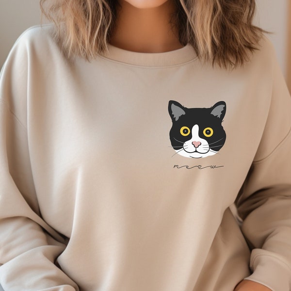 Tuxedo Cat Sweatshirt Perfect for Cat Moms and Dads Everywhere, Hoodie For Tuxedo Cat Moms or Dads, Black and White Cat Shirts