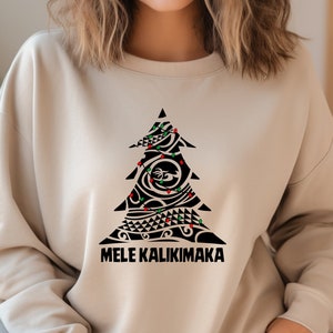 Mele Kalikimaka Hawaii Christmas Sweatshirt, Funny Christmas Shirt, Cute Christmas T-Shirt, Xmas Tree Hoodie, Hawaiian Xmas Sweatshirt