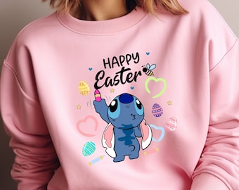 Disney Stitch Happy Easter Shirt, Lilo Stitch Happy Easter T-Shirt, Stitch Bunny Sweatshirt, Disney Easter Shirt, Disney Happy Easter Tee