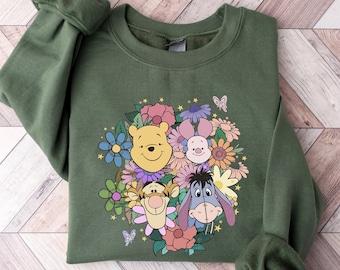 Winnie The Pooh Flower And Garden Shirt, Pooh Tigger Piglet Eeyory Epcot Floral T-Shirt, WDW Epcot Flower And Garden Festival 2024 Shirt