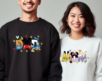 Disney Mom and Dad Shirts, Mickey Dad T-Shirt, Minnie Mom Shirt, Custom Disney Family Sweatshirt, New Mom Hoodie, New Dad Shirt