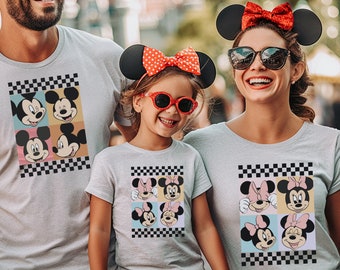 Mickey and Minnie Couples Shirt, Mickey Checkered Sweatshirt, Minnie Mouse Checkered Shirt, Disney Family matching Tee, Disney Trip Shirt