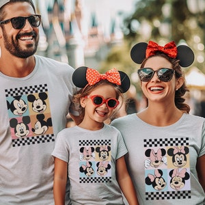 Mickey and Minnie Couples Shirt, Mickey Checkered Sweatshirt, Minnie Mouse Checkered Shirt, Disney Family matching Tee, Disney Trip Shirt