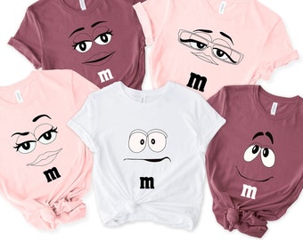 M and M Faces Halloween Group Costume Shirt, M Chocolate Candy Matching Costume T-Shirt, Family Halloween Costumes, Group Candy Costume Tee