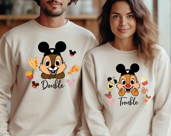 Chip N Dale Snacks Shirt, Double Trouble T-Shirt, Disney Couple Shirt,Disney Sibling Tee,Double Trouble Couple Shirt, Chip N Dale Sweatshirt