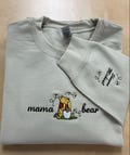 Embroidered Mama Sweatshirt, Personalized Embroidered Mama Bear Shirt With Kids Names Sleeve, Best Mom gift, Custom embroidery disney tshirt